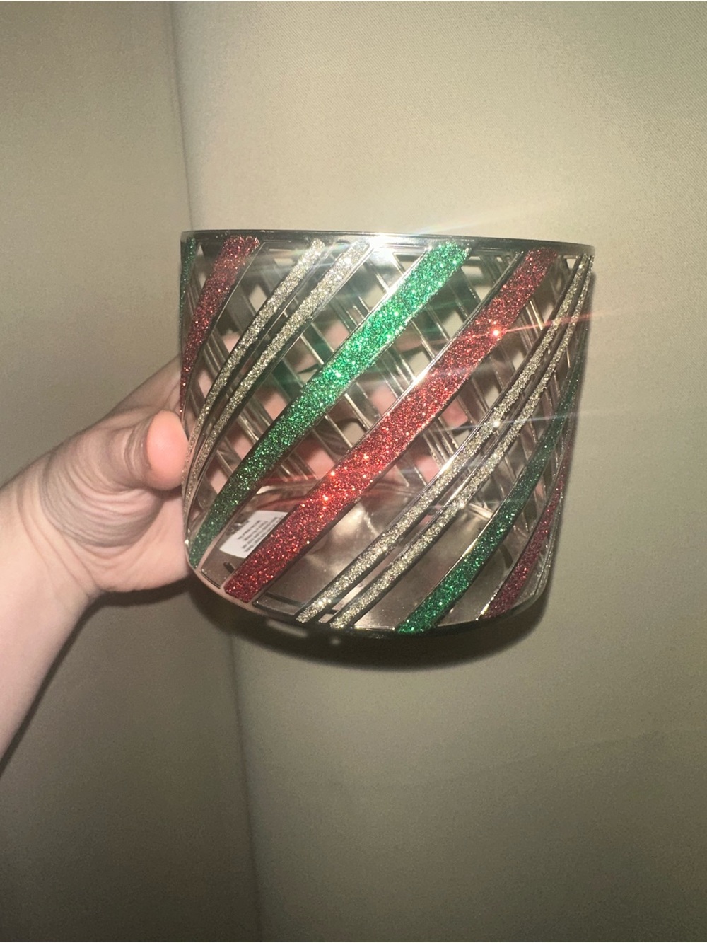 Bath and body works candle holder sleeve candy cane Christmas